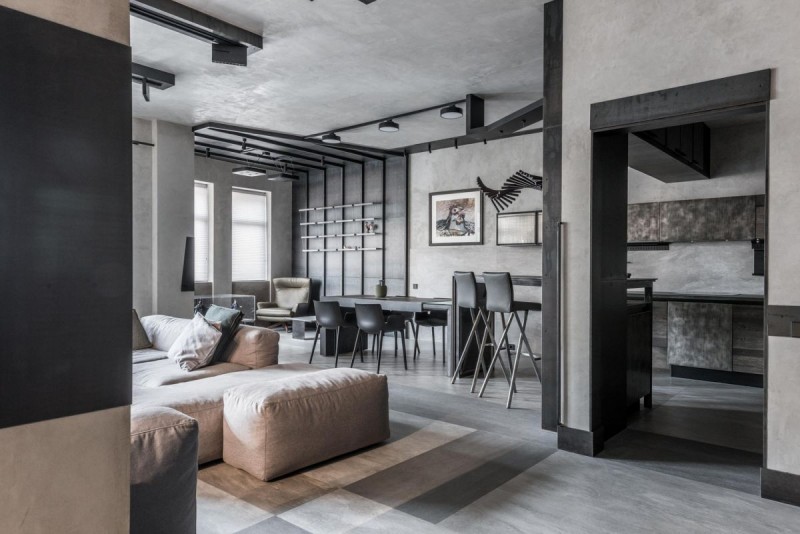 Современная квартира, оформленная в серых тонах Современная квартира, оформленная в серых тонах