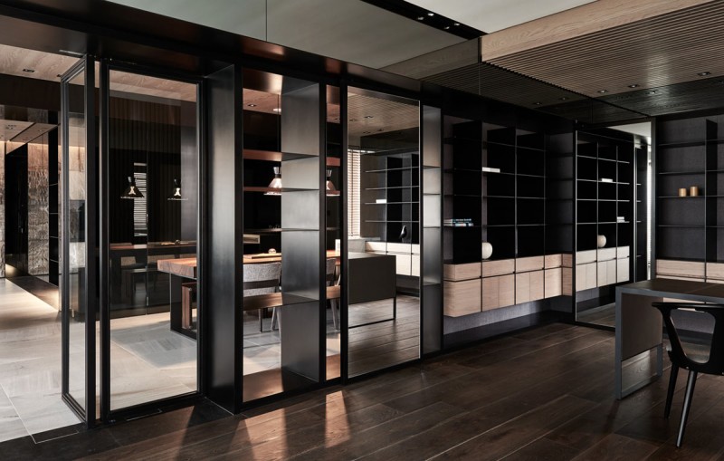 Темный изысканный интерьер квартиры в Тайбэе, Тайвань