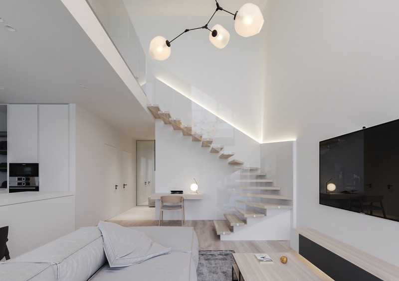 Двухуровневые апартаменты в стиле "минимализм" Двухуровневые апартаменты в стиле "минимализм"