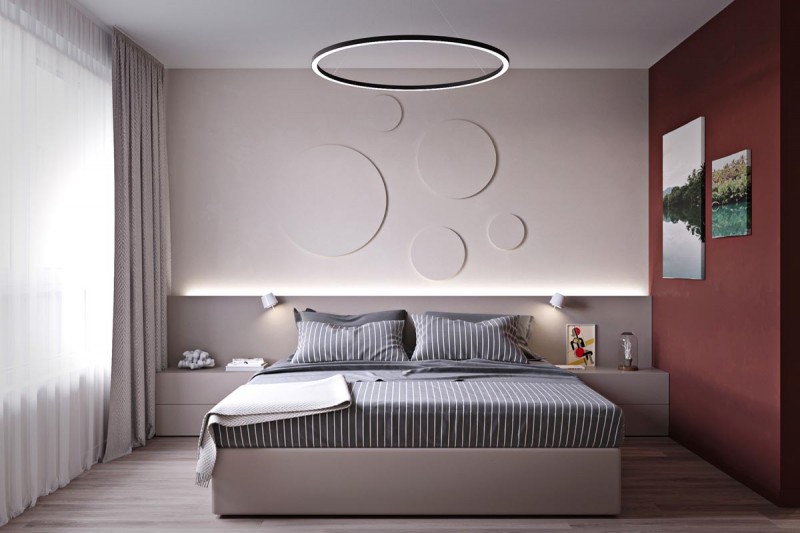 Глубокие гармоничные цвета чирок и терракотовый в интерьере небольшой квартиры