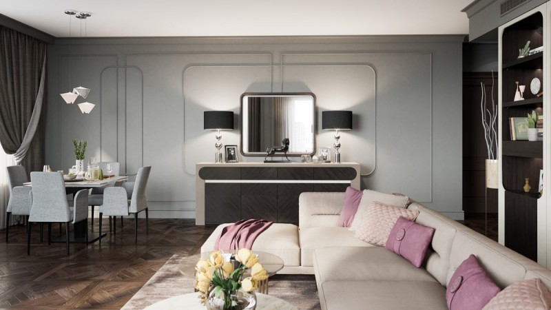 Роскошный элегантный интерьер гостиной Роскошный элегантный интерьер гостиной