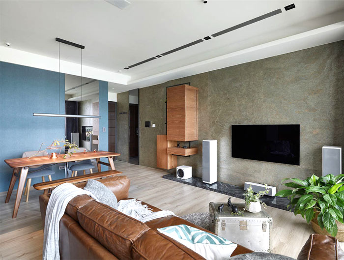 Оттенки синего в интерьере апартаментов в Тайбэе Оттенки синего в интерьере апартаментов в Тайбэе