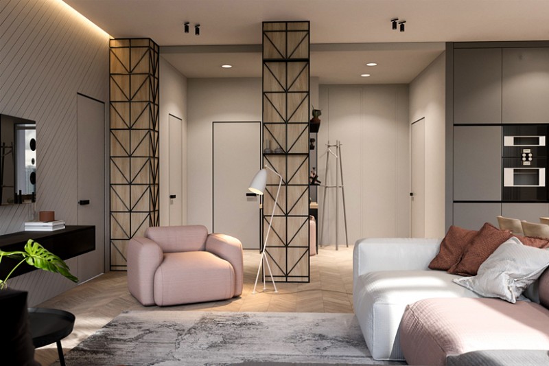 Дизайн квартиры, спроектированной для молодой девушки