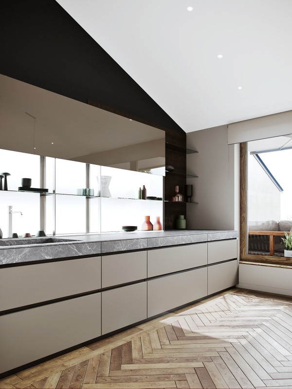 Строгий и роскошный интерьер двухуровневой квартиры Строгий и роскошный интерьер двухуровневой квартиры