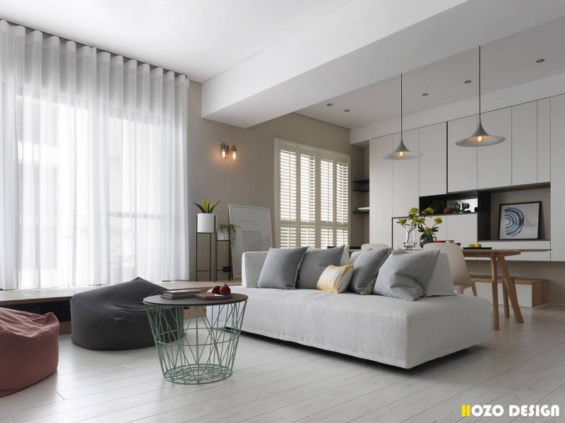 Баланс светлого и темного, нейтрального и цветного, роскоши и простоты в тайваньских апартаментах Баланс светлого и темного, нейтрального и цветного, роскоши и простоты в тайваньских апартаментах