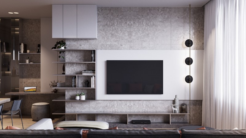 Спокойный шик и элегантная прохлада: интерьер гостиной