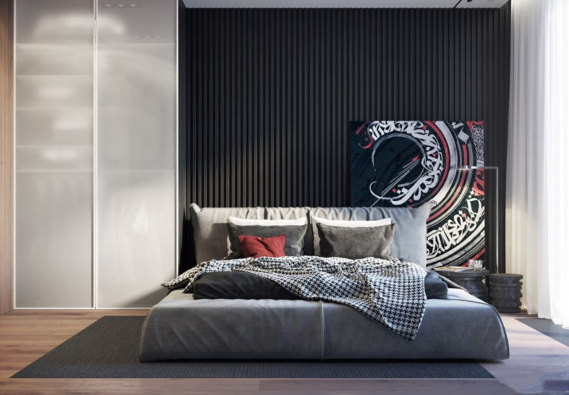 Использование традиционной восточной красной и черной гаммы в сочетании с прохладным серым Использование традиционной восточной красной и черной гаммы в сочетании с прохладным серым