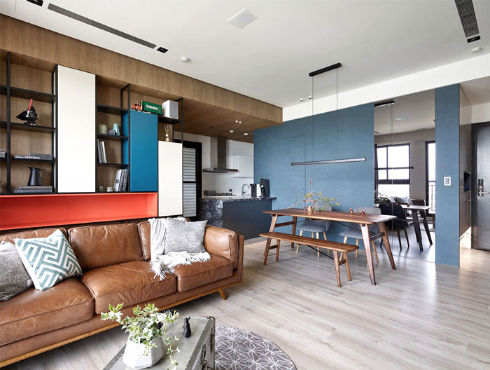 Оттенки синего в интерьере апартаментов в Тайбэе Оттенки синего в интерьере апартаментов в Тайбэе