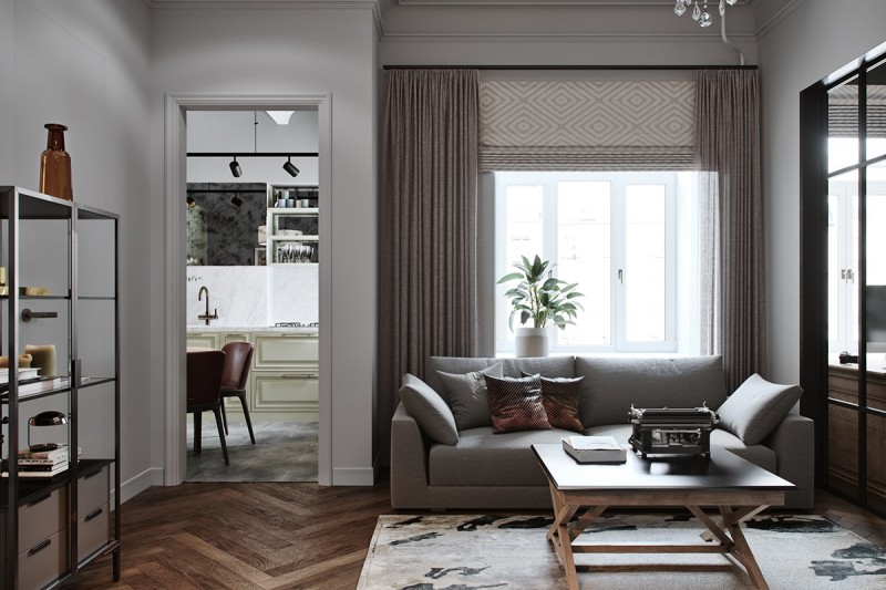 Элегантный интерьер трехкомнатной квартиры