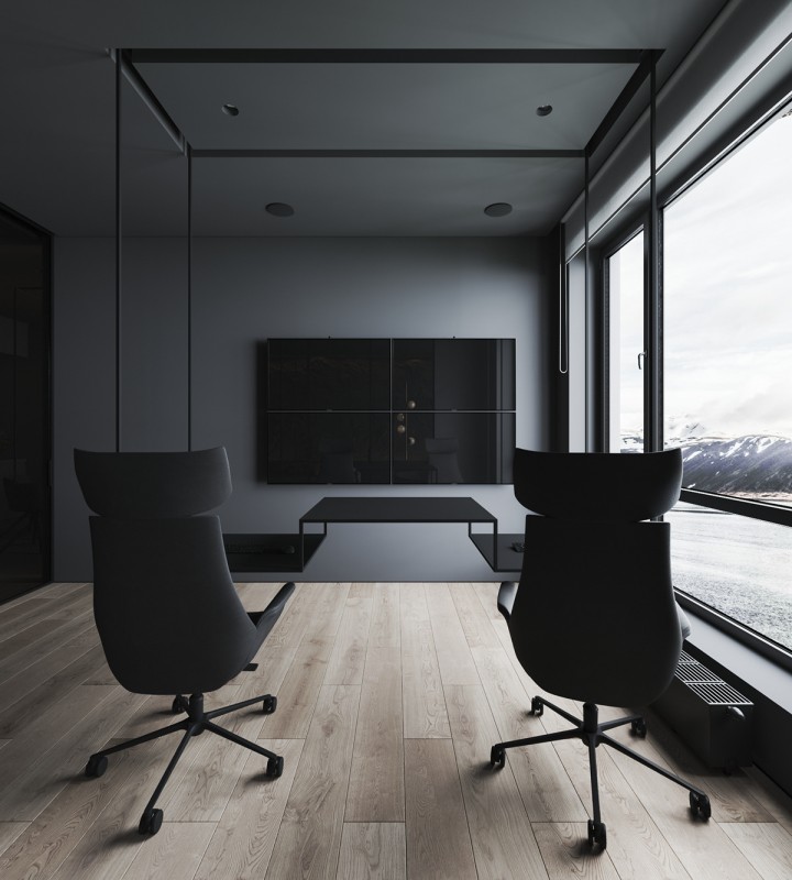 Имитация скалы в интерьере дома в Исландии