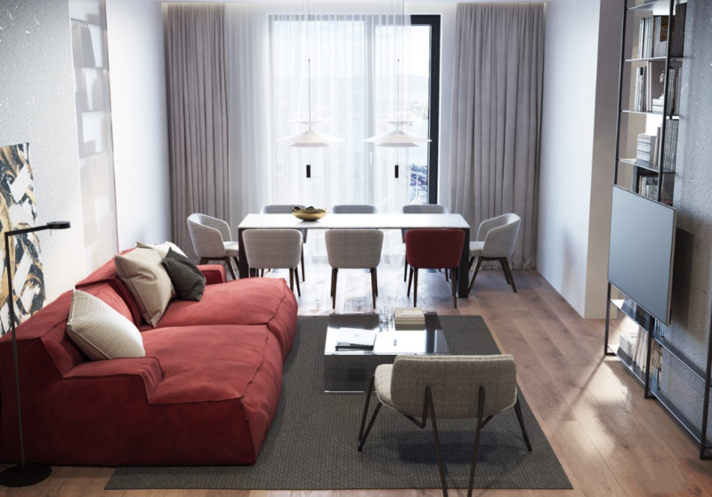 Использование традиционной восточной красной и черной гаммы в сочетании с прохладным серым Использование традиционной восточной красной и черной гаммы в сочетании с прохладным серым