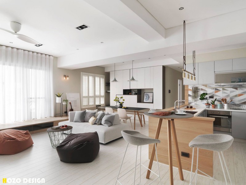 Баланс светлого и темного, нейтрального и цветного, роскоши и простоты в тайваньских апартаментах Баланс светлого и темного, нейтрального и цветного, роскоши и простоты в тайваньских апартаментах