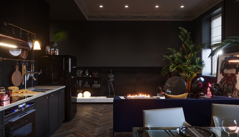 Атмосфера загадочности и шика - интерьер в темных тонах