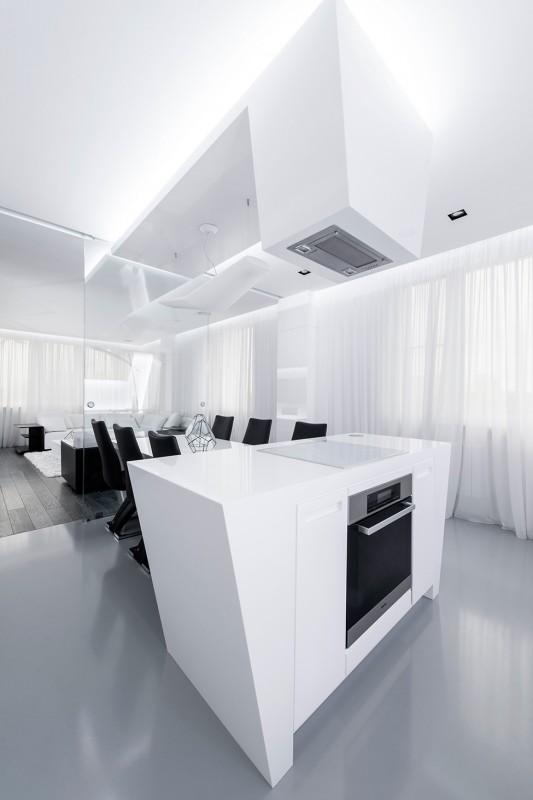 Футуристичный интерьер в черно-белых цветах