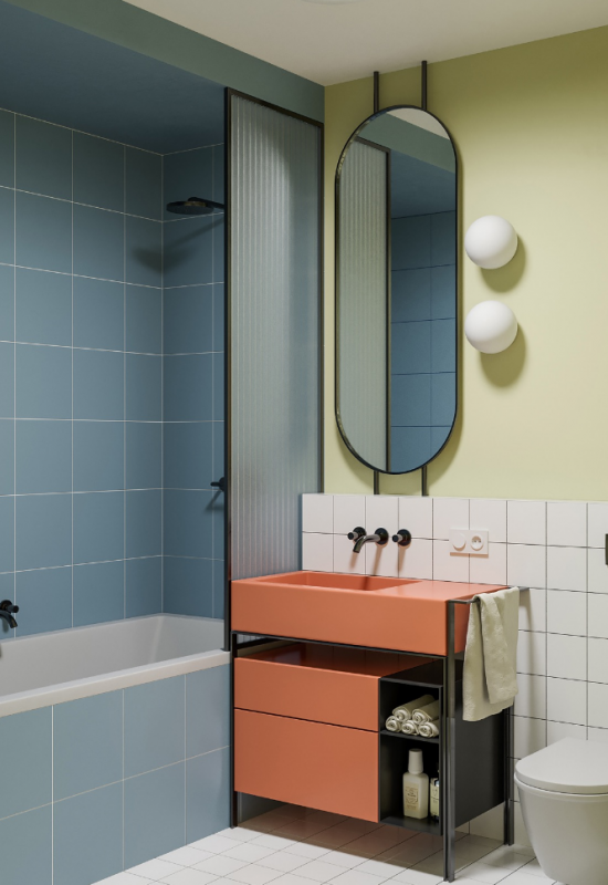 Яркая красочная квартира для пары с детьми