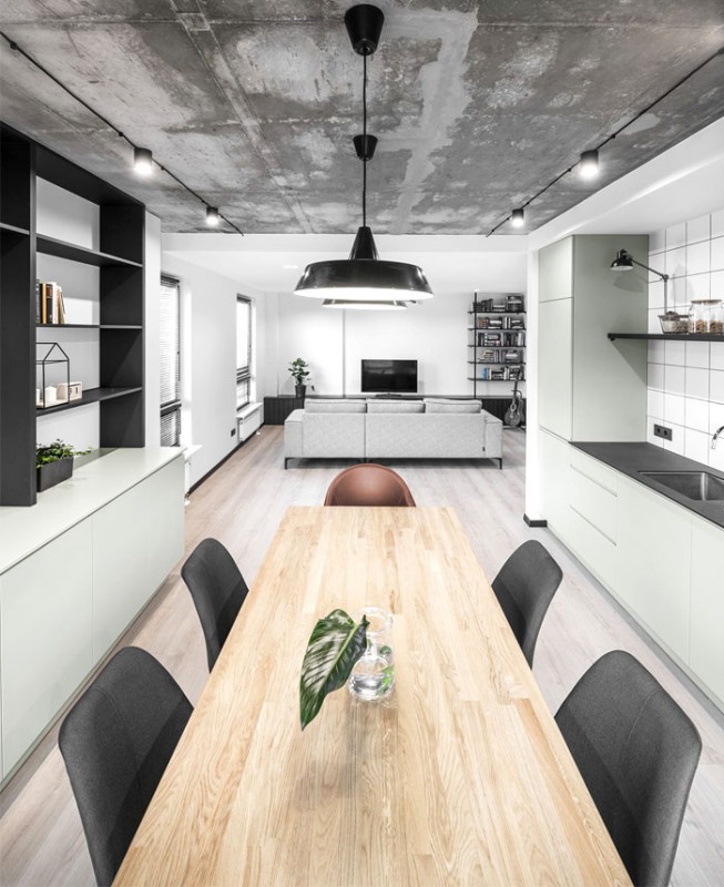 Интерьер квартиры в Вильнюсе с элементами промышленного стиля Интерьер квартиры в Вильнюсе с элементами промышленного стиля