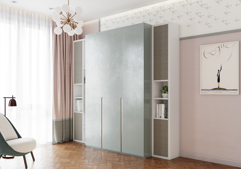 Интерьер в спокойнх тонах с яркими акцентами