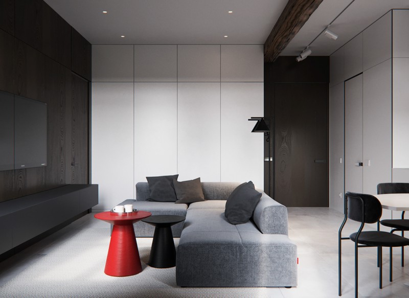 Контрастный интерьер небольшой квартиры