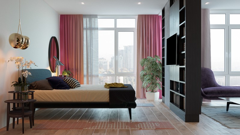 Оригинальное зонирование небольшой квартиры