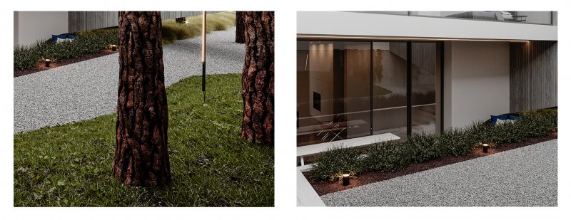 Строгий дизайн дома, расположенного на земле со сложным рельефом