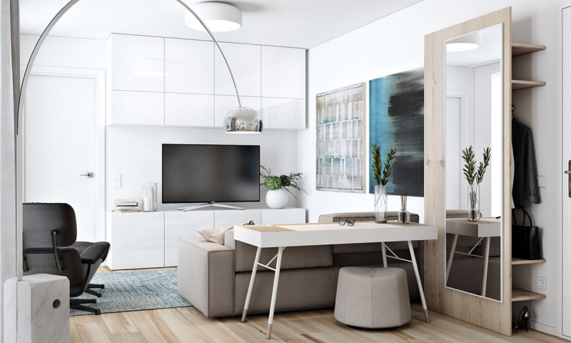 Интерьер уютных апартаментов в Штутгарте с голубыми акцентами