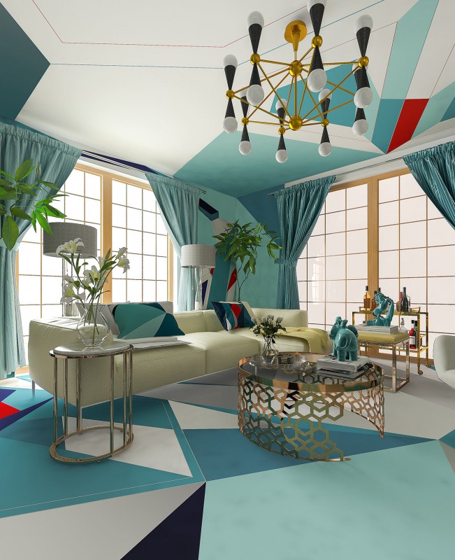 Интерьер дома в Софии, Болгария, вдохновленный работами импрессионистов XIX века Интерьер дома в Софии, Болгария, вдохновленный работами импрессионистов XIX века