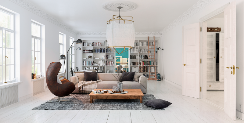 Проект квартиры художника в светлых тонах