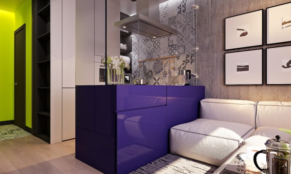 Ослепительные неоновые цвета в интерьере небольшой квартиры