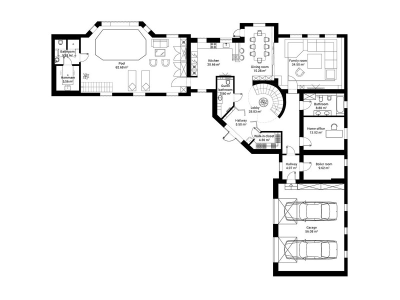 Современный загородный дом с бассейном и спа Современный загородный дом с бассейном и спа