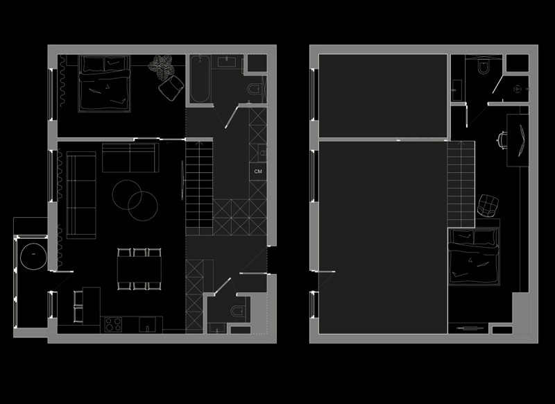 Двухуровневая квартира в индустриальном стиле