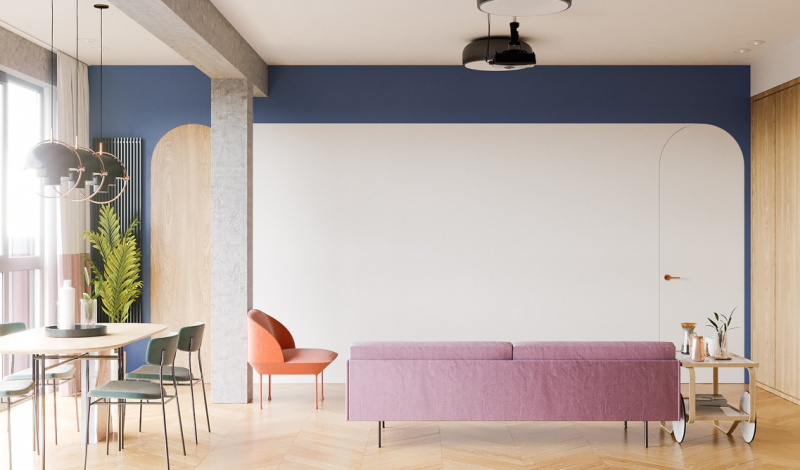 Яркая красочная квартира для пары с детьми