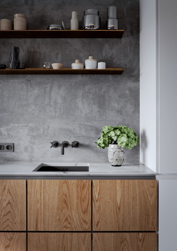 Мрамор, дерево и бетон в современном интерьере Мрамор, дерево и бетон в современном интерьере