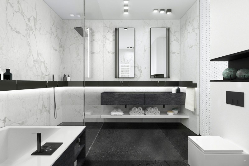 Ахроматическое сочетание цветов и яркие акценты в интерьере варшавских апартаментов