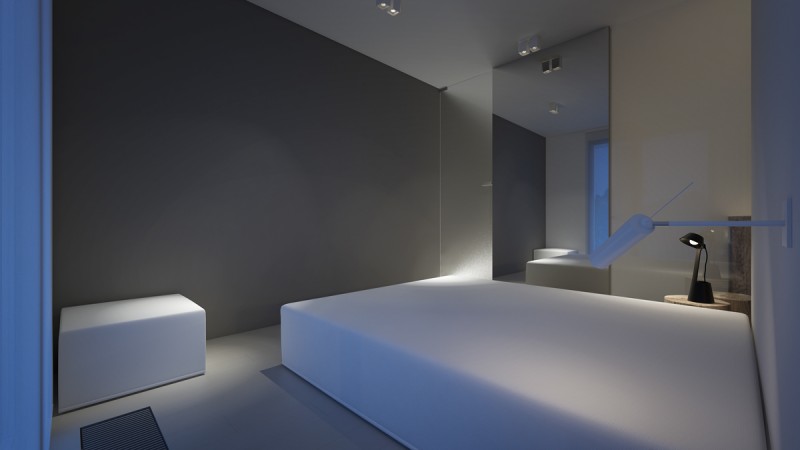 Комбинация белого с серым и акцентная мебель в дизайне квартиры