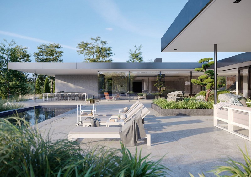 Финская вилла со стеклянными стенами и собственным пирсом