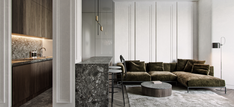 Роскошный интерьер квартиры площадью 107 кв.м.