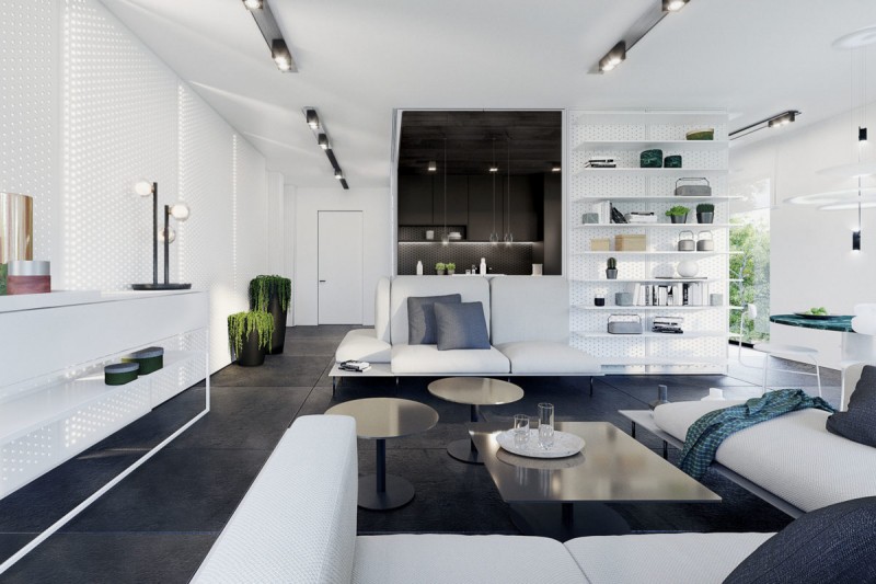 Ахроматическое сочетание цветов и яркие акценты в интерьере варшавских апартаментов