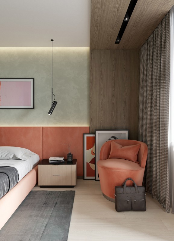 Акцентная мебель в монохромном интерьере