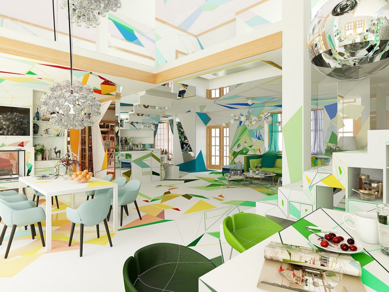 Интерьер дома в Софии, Болгария, вдохновленный работами импрессионистов XIX века Интерьер дома в Софии, Болгария, вдохновленный работами импрессионистов XIX века