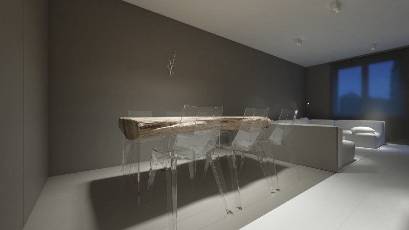 Комбинация белого с серым и акцентная мебель в дизайне квартиры