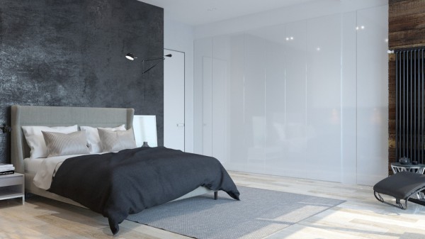 Открытая планировка апартаментов с внутренними стеклянными стенами