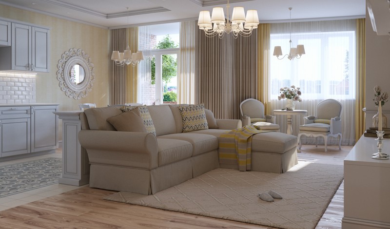 Интерьер светлой просторной квартиры