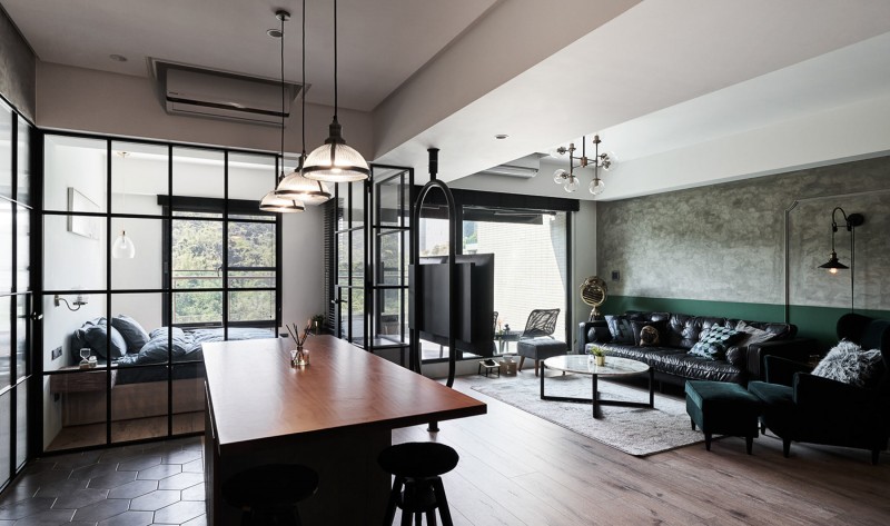 Сочетание брутальности и элегантности в интерьере тайваньской квартиры Сочетание брутальности и элегантности в интерьере тайваньской квартиры