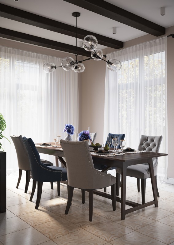 Современный интерьер коттеджа с элементами неоклассики в нейтральных светлых тонах Современный интерьер коттеджа с элементами неоклассики в нейтральных светлых тонах