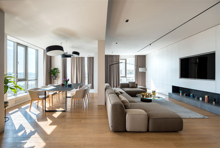 Минималистичный интерьер квартиры для семьи с маленькой дочкой