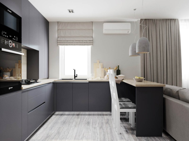 Успокаивающие оттенки серого в интерьере квартиры в Кишиневе