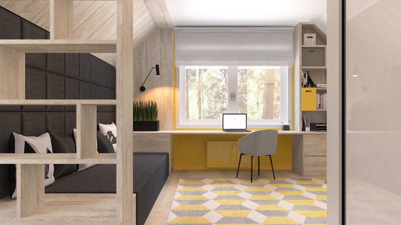 Интерьер с желто-зелеными акцентами