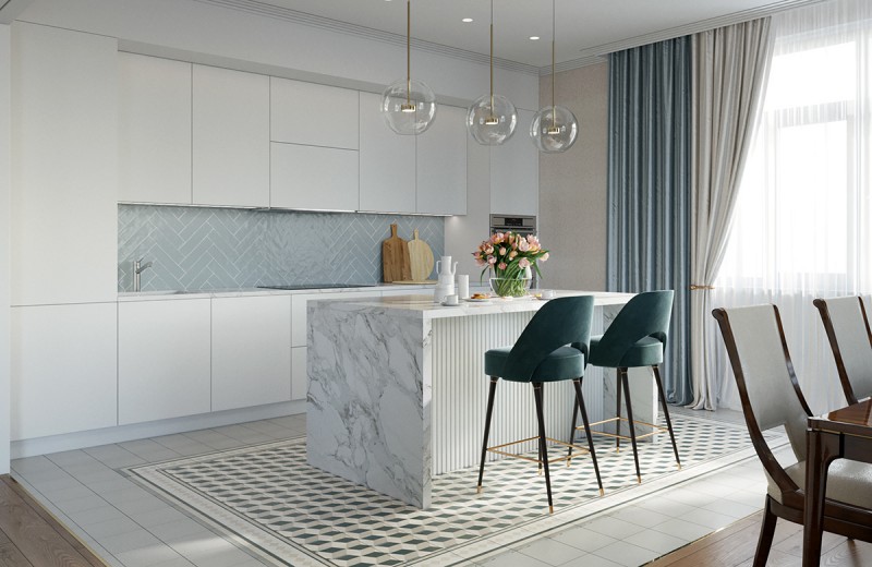 Интерьер загородного дома в пастельных тонах