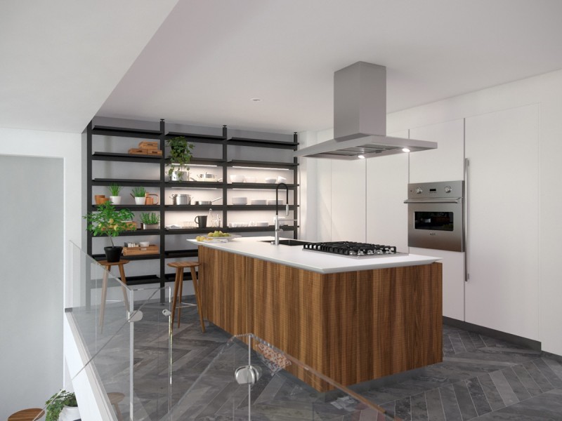 Просторный светлый лофт с яркими акцентами