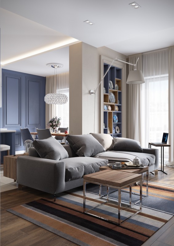 Синие акценты в интерьере